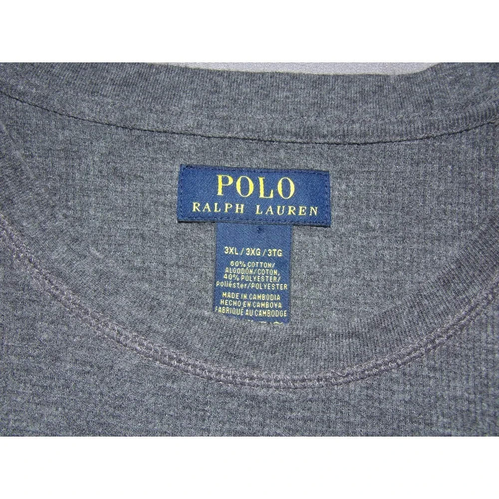Polo Ralph Lauren Long Sleeved Gray Waffle Knit Casual Thermal Shirt Men's‎ 3XL